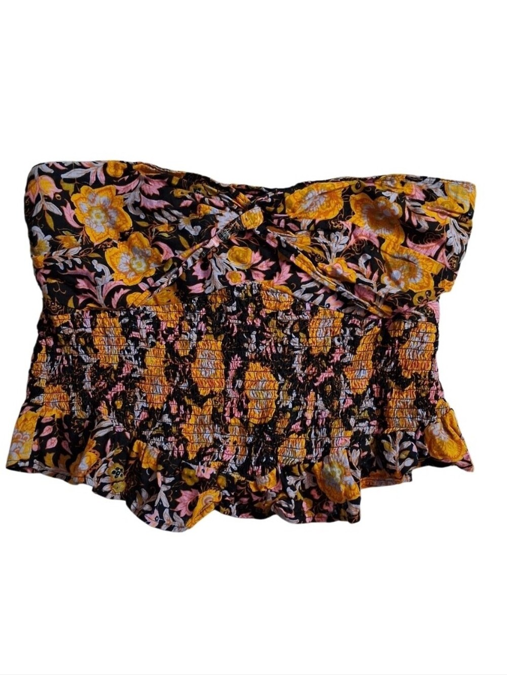 Free People One More Time Smocked Tube Top Twilight Combo Floral Size L Fall